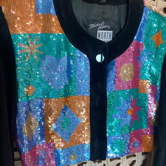 Michael Hoban Suede, sequin bolero jacket.  Fantastic. - Picture 9 of 9